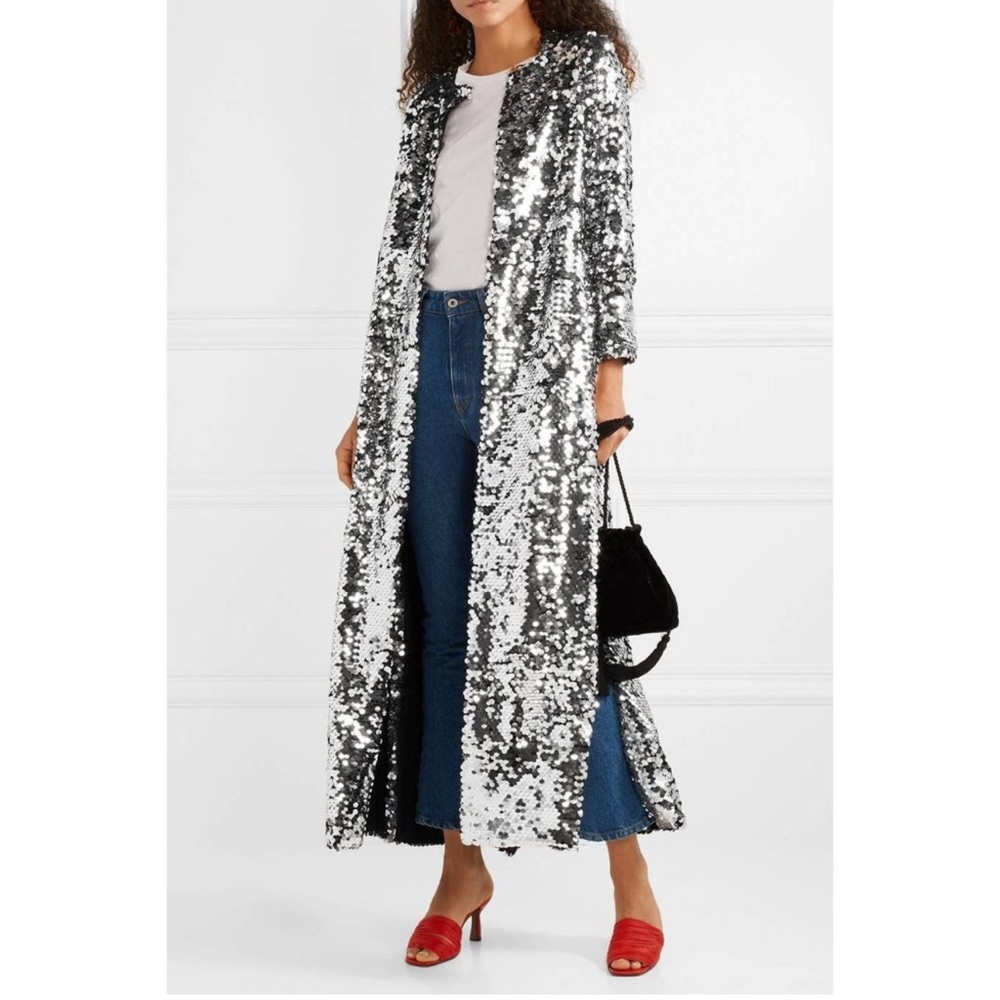 we are LEONE Morgan Long Maxi Sequin Duster Coat Size XS/S